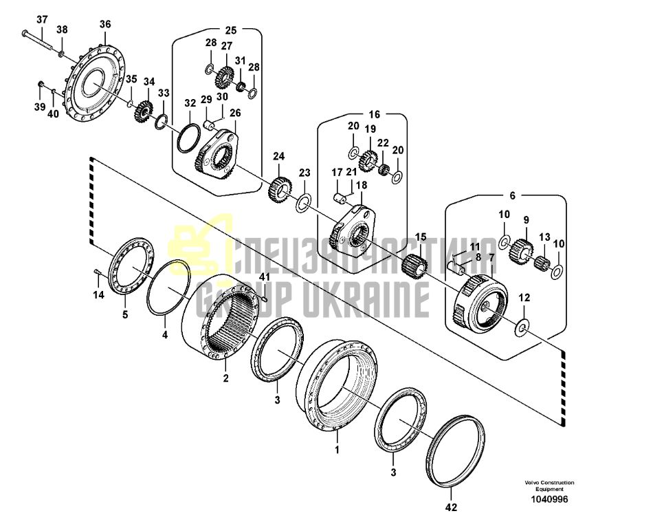 14566401 Бортовий редуктор у зборі Volvo EC290C, EC330C, EC360C, EC360B, EC350D