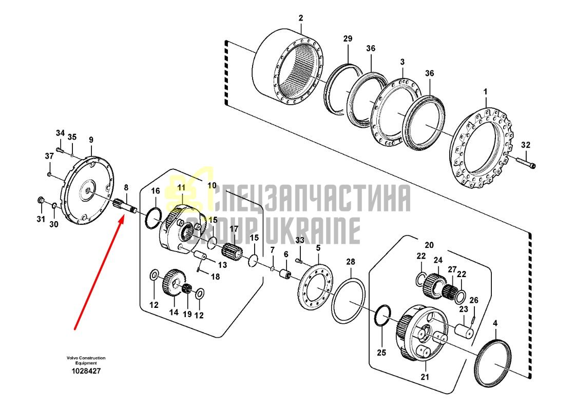 VOE14575733 Вал редуктора Volvo