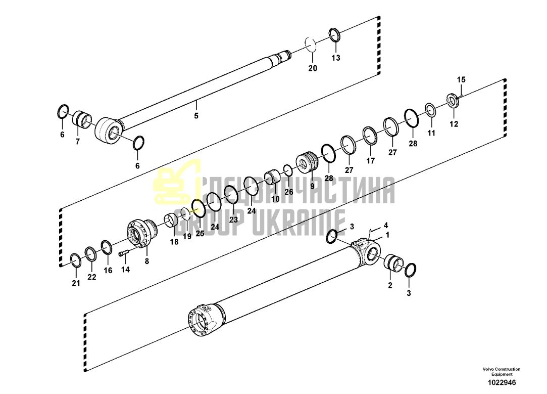Volvo 14589129 Ремкомплект ущільнень циліндра стріли для EC210B, EC210BLC