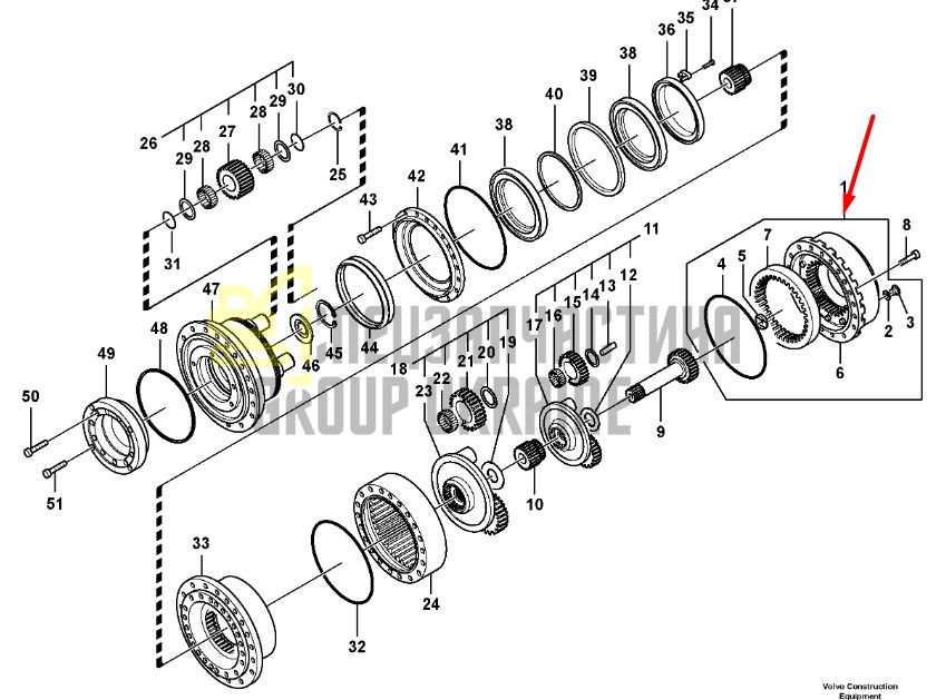 14592003 Редуктор хода бортовая VOLVO EC700B