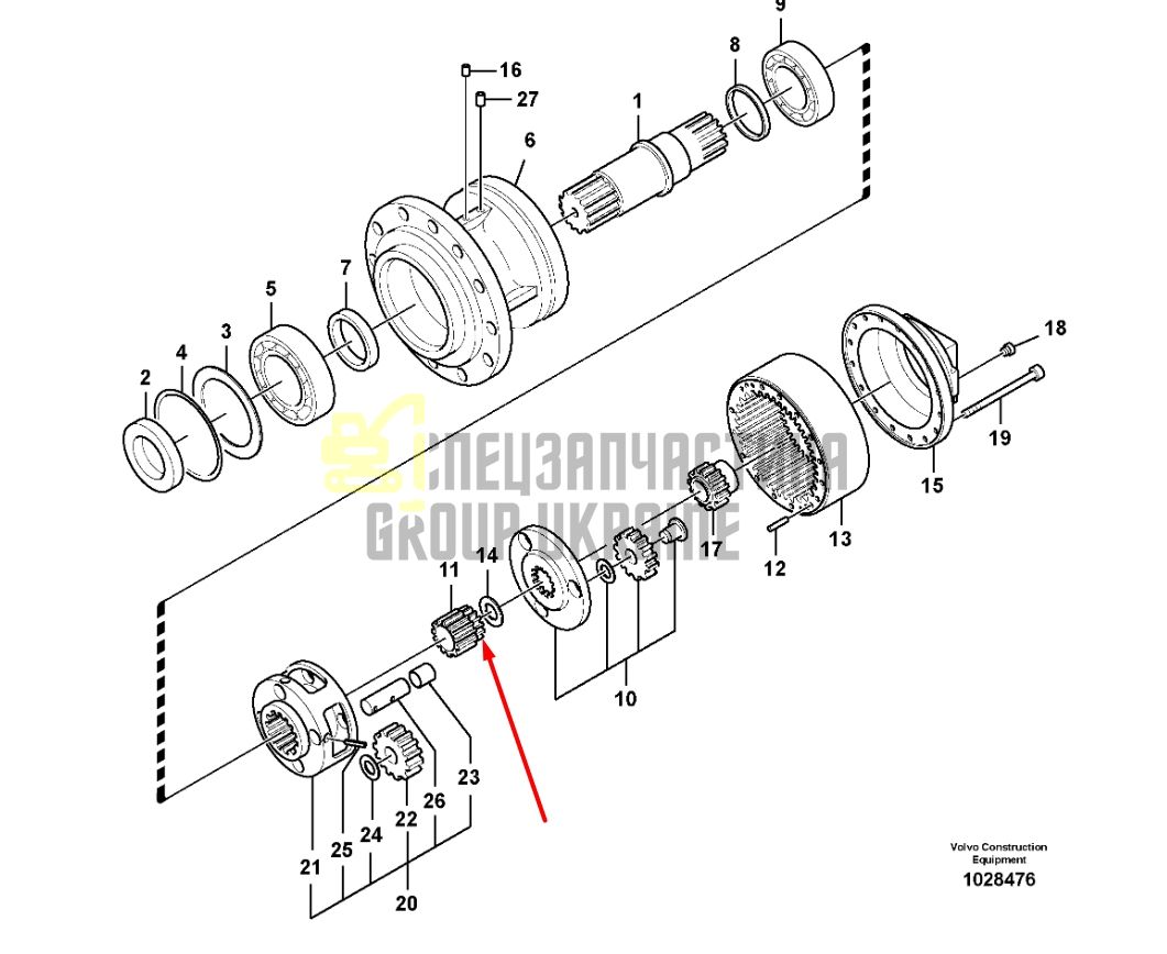 14596620 Сонячна шестерня VOLVO EC330, EC350, EC360, EC700