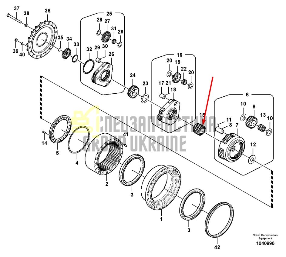 14599938 Сонячна шестерня VOLVO EC250, EC300