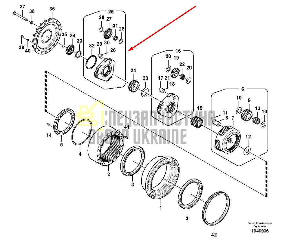 14599946 Перша планетарна передача (водило у зборі) Volvo EC300DL