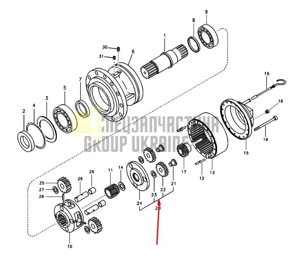 14613361 1-а планетарна передача в зборі з шестернями VOLVO EC360