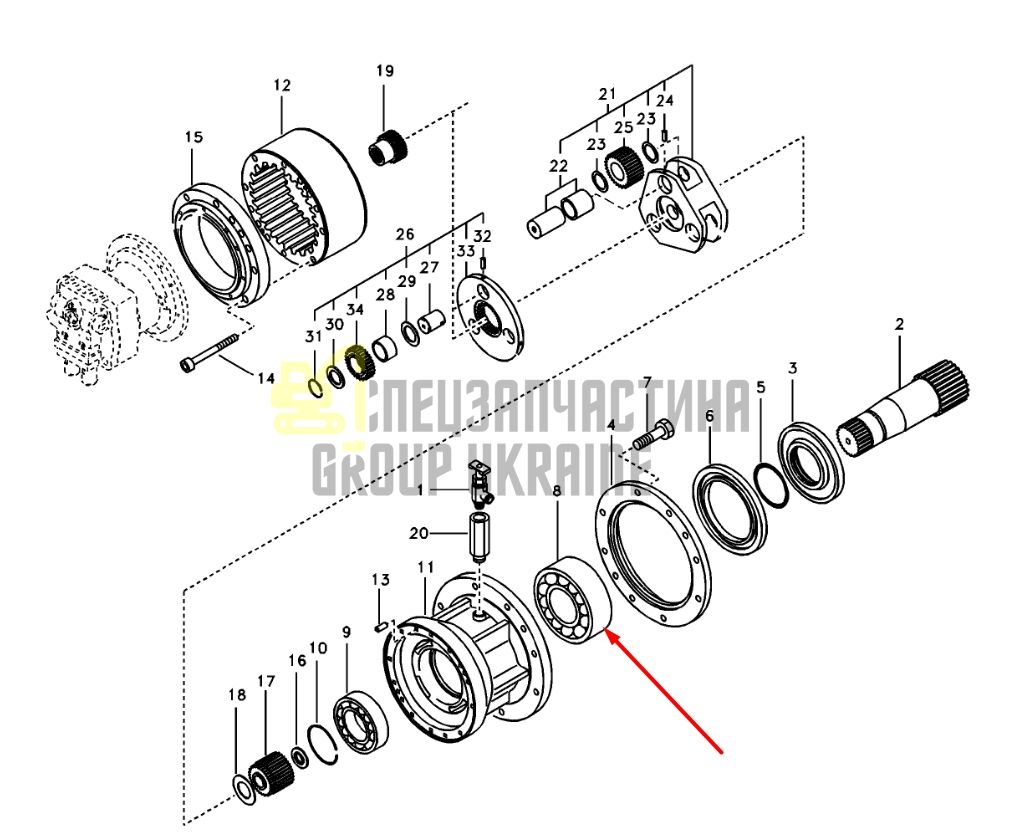 14640027 Підшипник редуктора повороту Volvo EC200