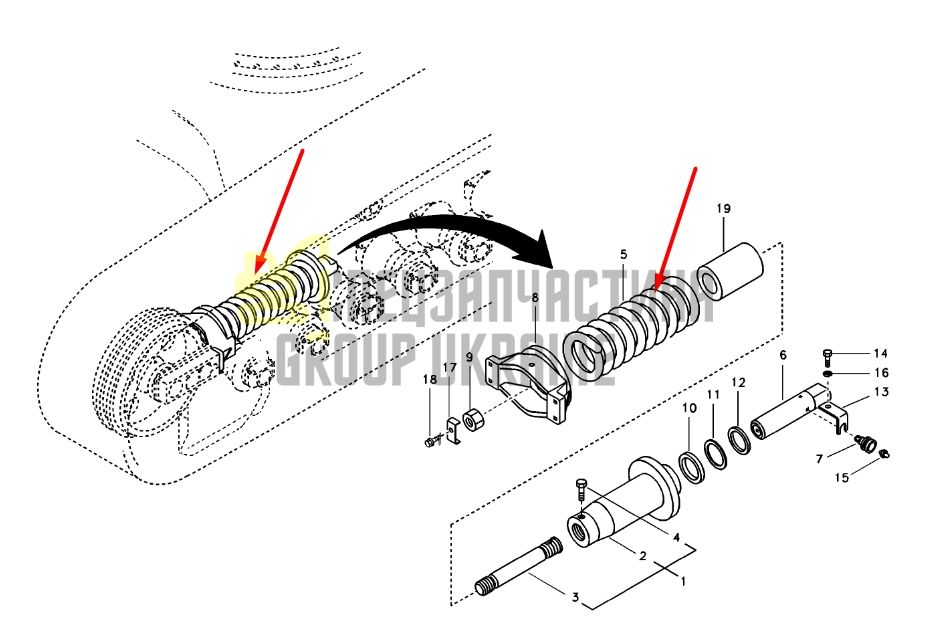 Volvo 14669580 Натягувач гусениці для EC290