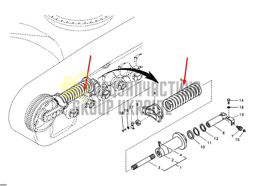 Volvo 14669589 Натягувач гусениці для EC330, EC360