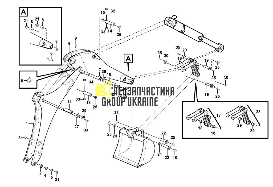 15631339 (11887958) Палець кріплення гц рукояті та гц стріли Volvo BL61, BL71