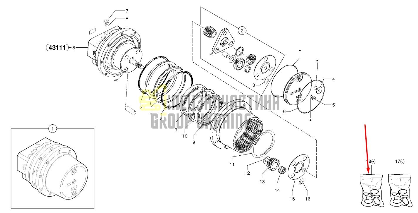 Сальник бортового редуктора 7415922 Volvo EC13, EC15, EC15B, EC20 даукон, ущільнення