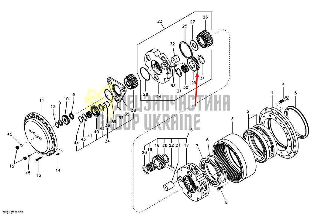 SA1036-00160 Шестерня сателіт другого ступеня редуктора VOLVO EC360