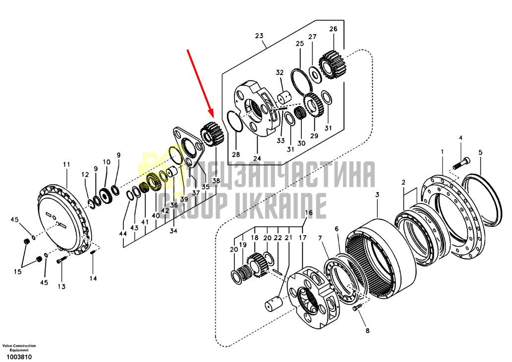 SA1036-00270 Сонячна шестерня другого ступеня редуктора VOLVO EC360