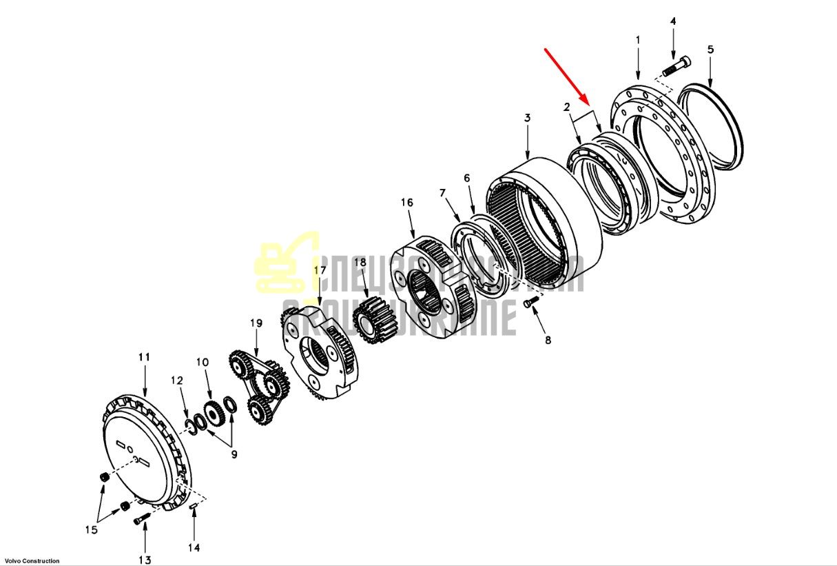 SA1036-00320 Підшипник редуктора ходу Volvo EC290, EC360