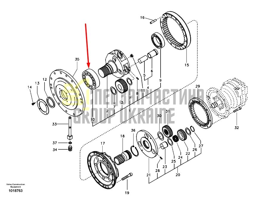 SA1036-00710 Підшипник в редуктор повороту Volvo EC 240, 290, 330, 340, 350, 360, 380, 700