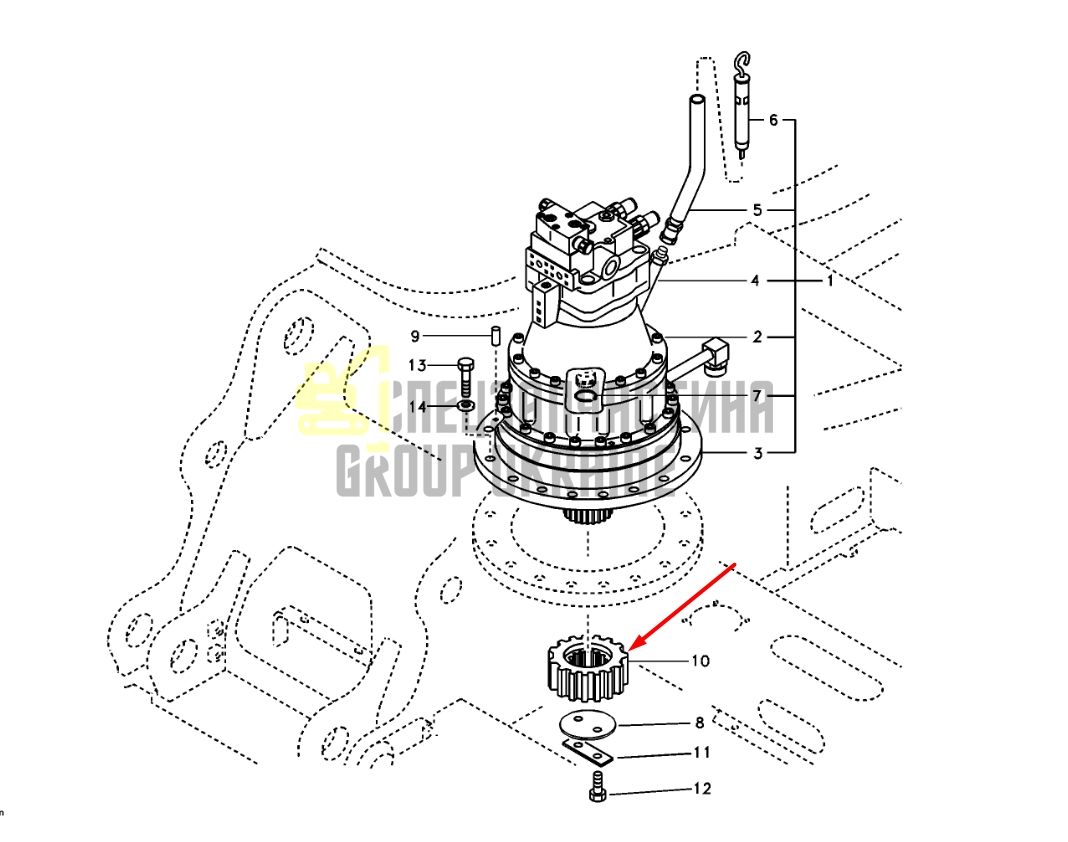 SA1155-00050 Шестерня піньйон поворотного редуктора VOLVO EC240B