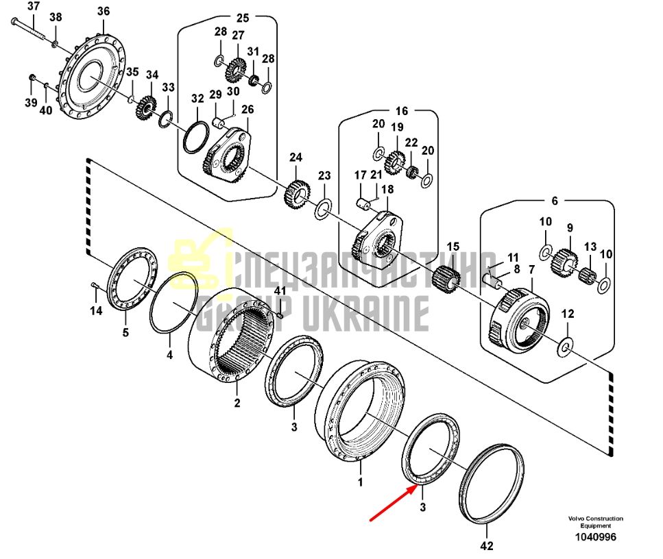 SA14599923 Підшипник редуктора ходу Volvo EC300D, EC300E