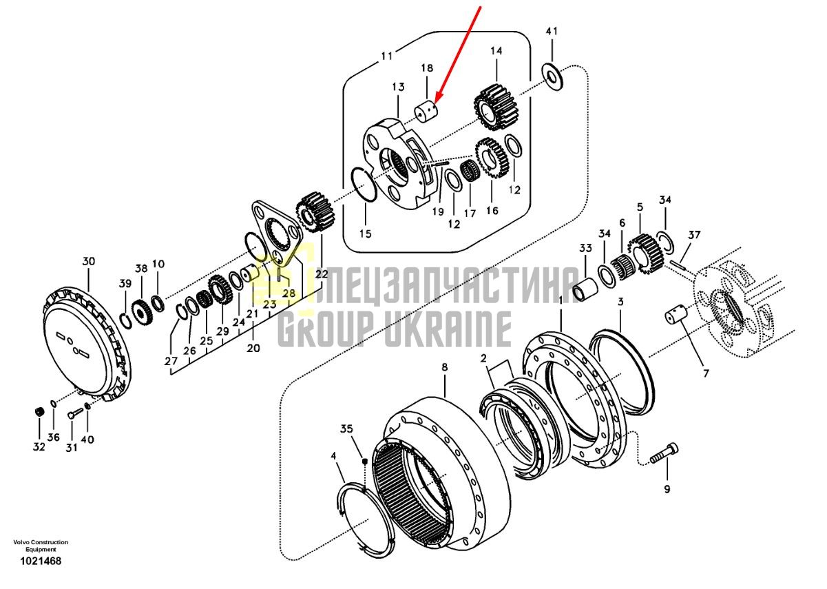 SA7117-38380 Палець редуктора ходу екскаватора Volvo EC