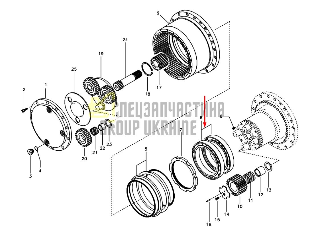 SA8230-32450 Радіальний підшипник бортового редуктора VOLVO EC135B