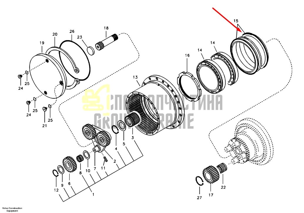 14516543 Сальник, даукон, ущільнення бортового редуктора VOLVO EC80D