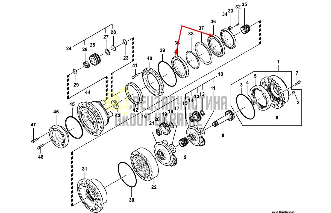 Сальник бортового редуктора 14535327 Volvo EC650, EC700 даукон, ущільнення