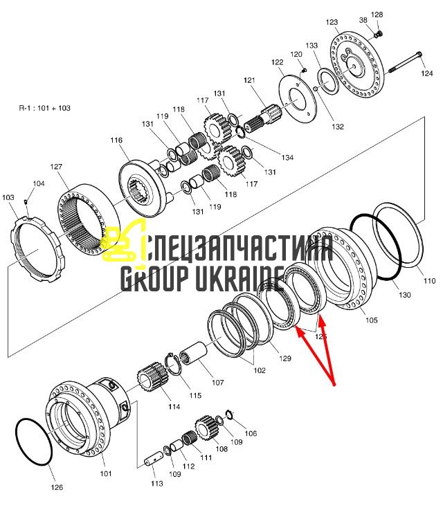 1.109-00033 Підшипник редуктора ходу Doosan DX160LC-3