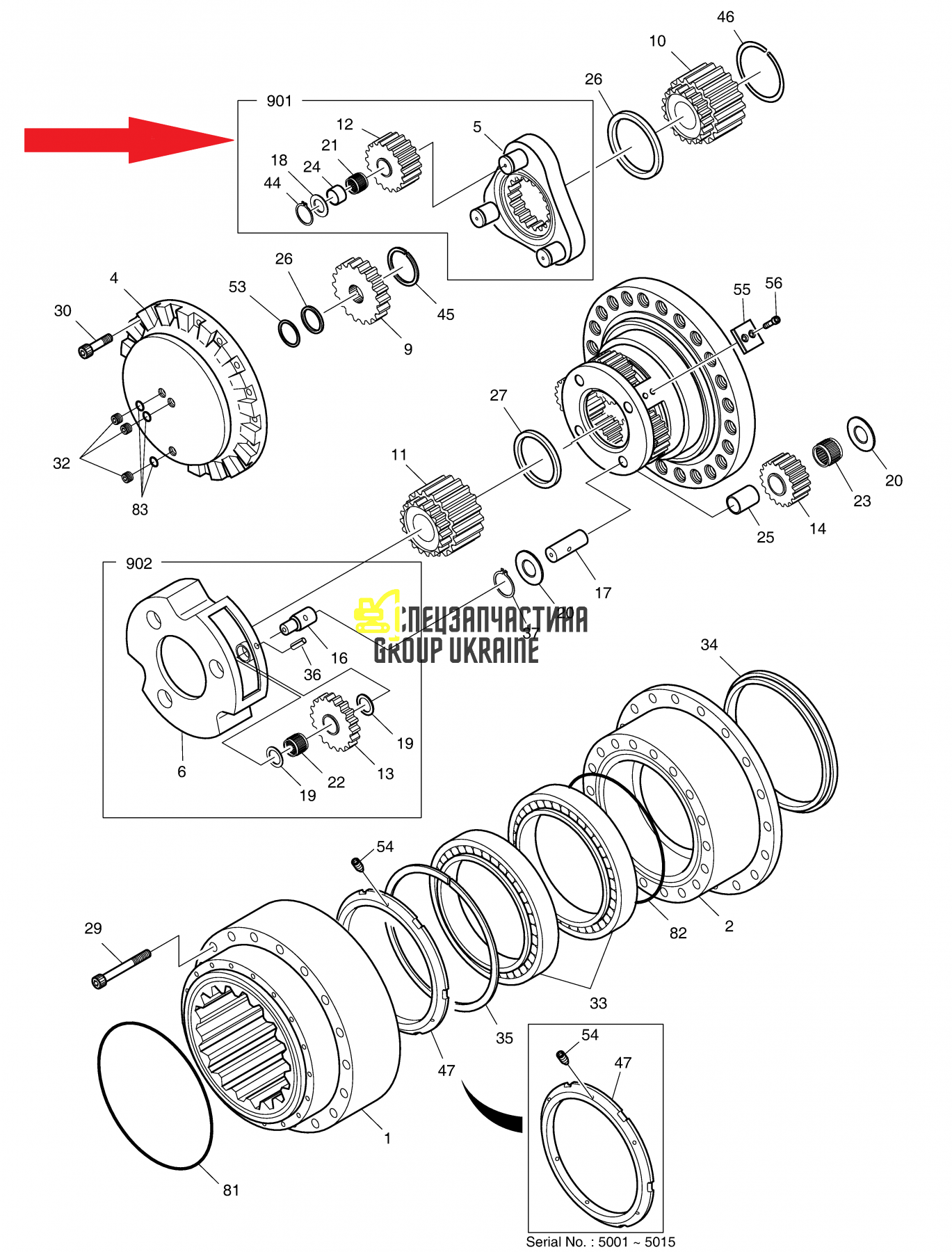 1.230-00012 Перша планетарна передача Doosan SOLAR 300LC-7A