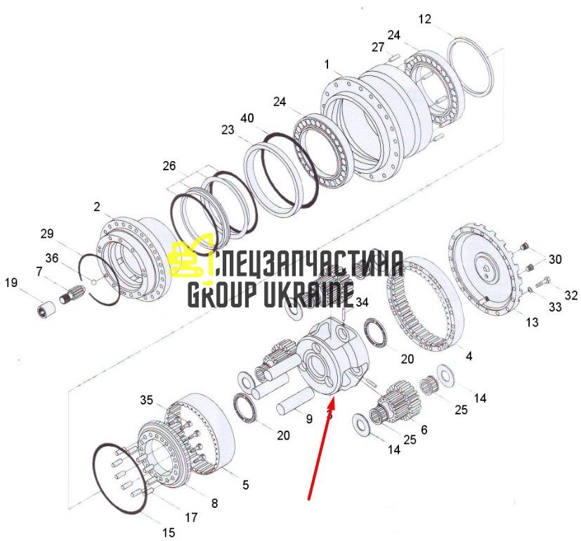 1.230-00053 Водило (Планетарна передача) у зборі Doosan SOLAR 225LC-V