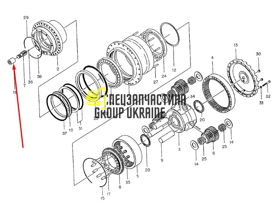 116967 (XKAH-00345, 1.414-00008) Муфта сполучна редуктора ходу Doosan SOLAR 175 LC-V