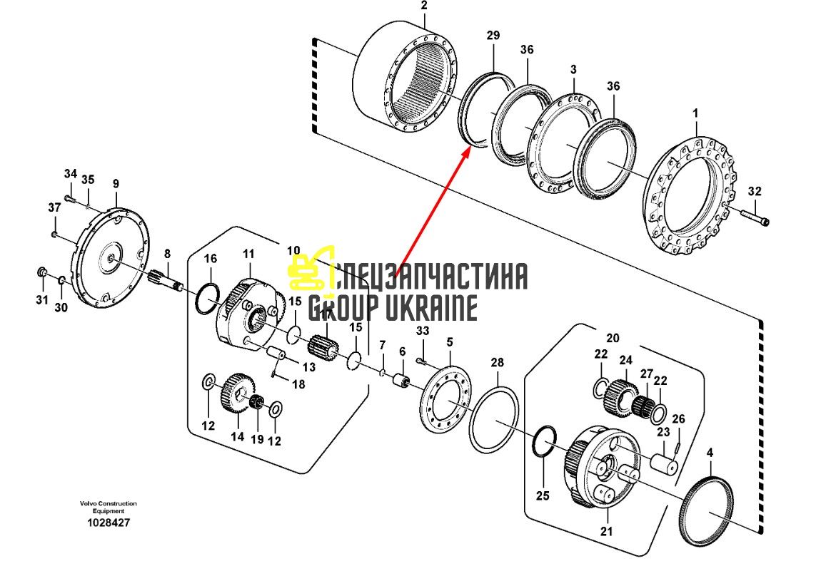 14505743 Плаваюче ущільнення редуктора ходу Volvo EC240