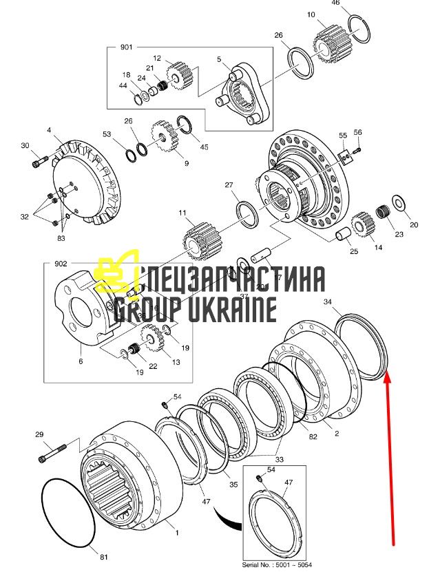 180-00345 Плаваюче ущільнення редуктора ходу Doosan SOLAR 340LC-7