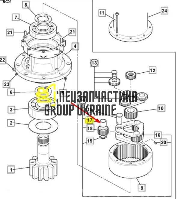20/951221 Втулка шестерні другої планетарної передачі) JCB JS115, JS145