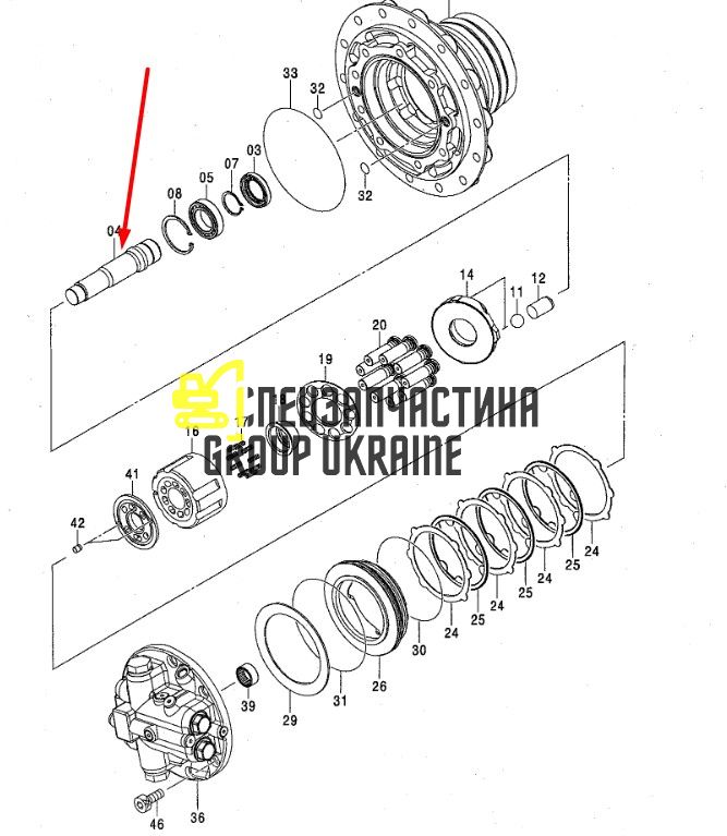 3081085 Вал редуктора гідронасосу HITACHI ZX330