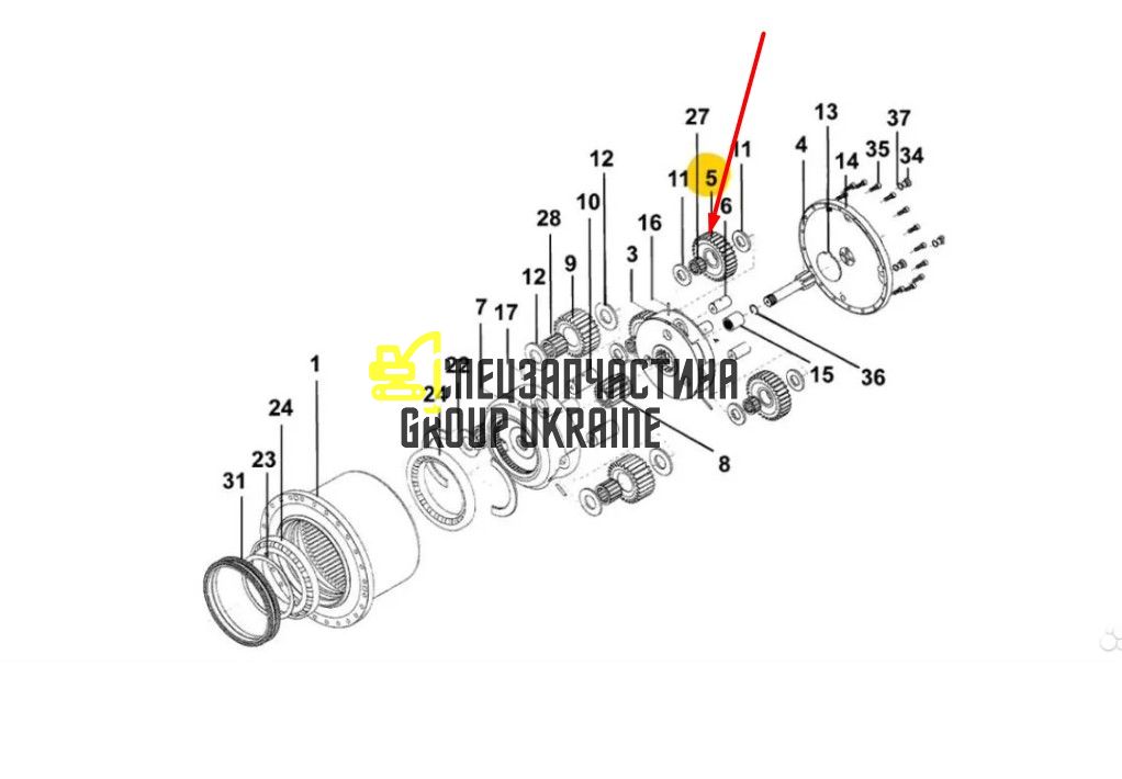 550/43630 Шестерня в першу передачу JCB 205