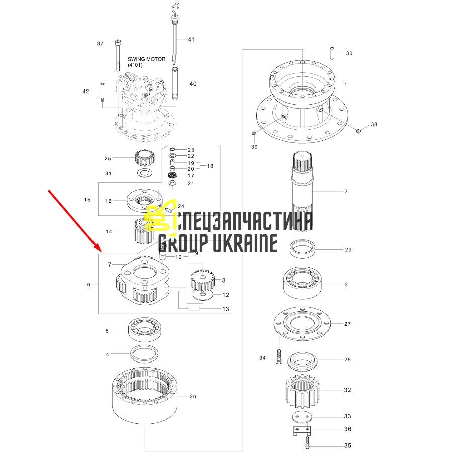 XKAQ-00429 Друга планетарна передача редуктора ходу Hyundai R290, R300, R305, R320, R340
