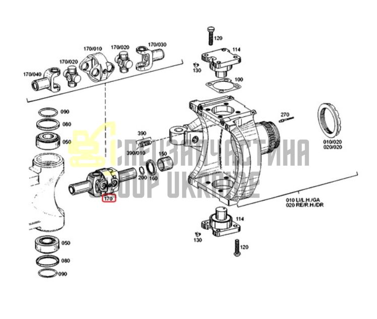 ZF 0501.206.521 Піввісь у зборі для мостів APL-B 745, APL-B 755